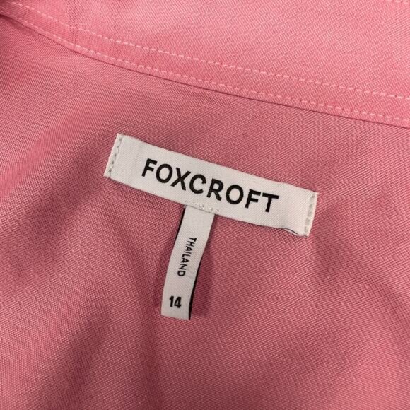 Foxcroft Top Womens 14 Pink Cotton Button Down Preppy Business Casual - Picture 5 of 9